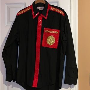 Vintage Mardel handcrafted blouse black, red/gold